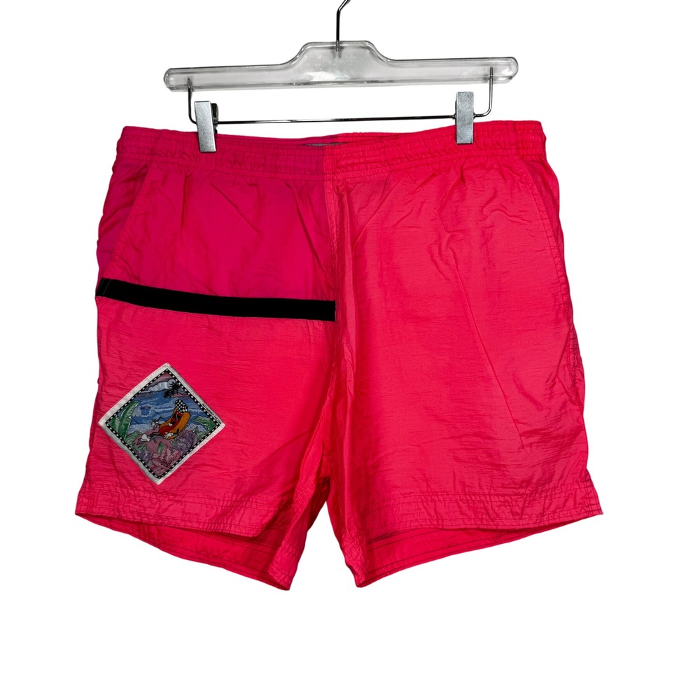 Hotdogger Retro‎ Pink Colorblock Swim Trunks Shorts Women's Size Large Beach